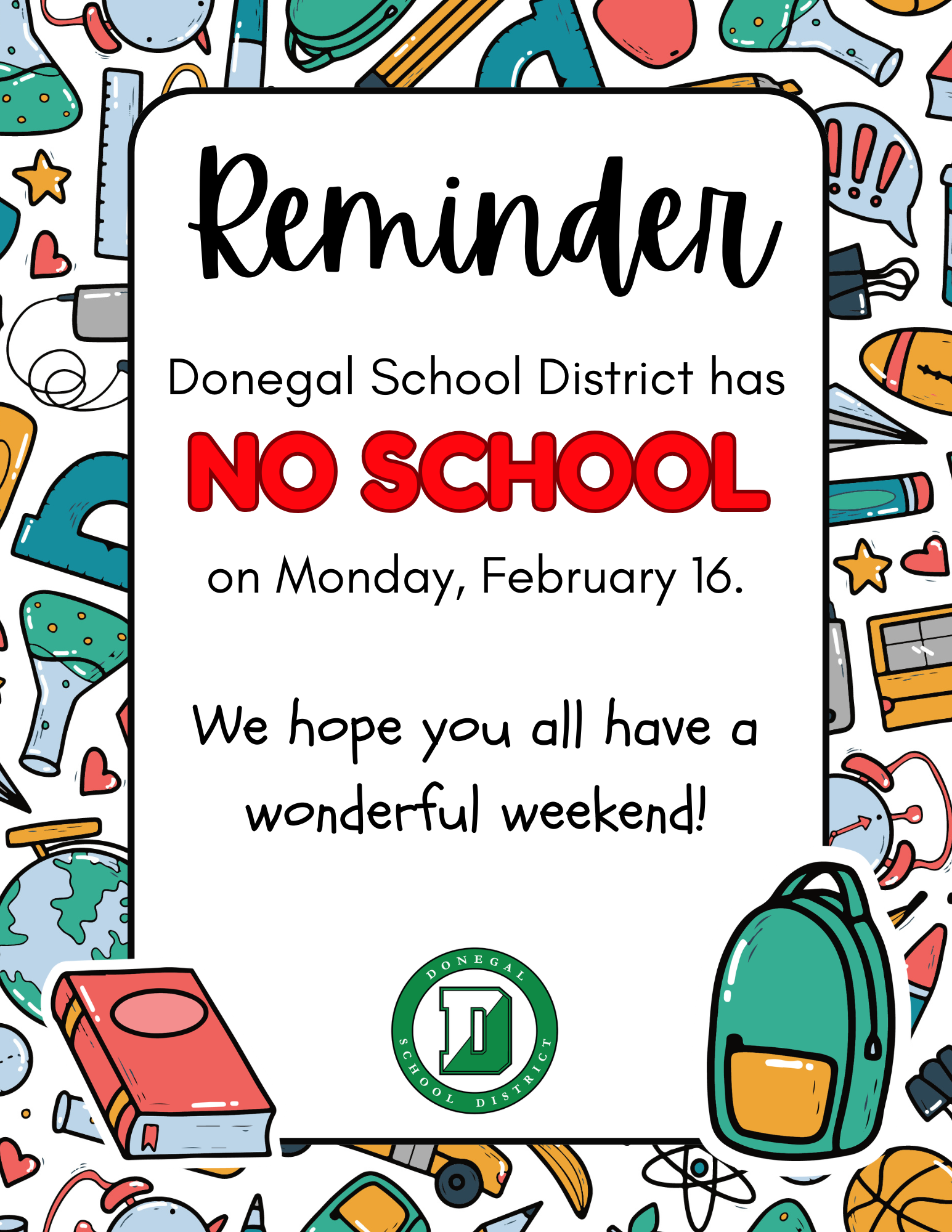 Monday (2/16/26) - No School